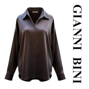 Black Button Front Shirt Gianni Bini Size XL New